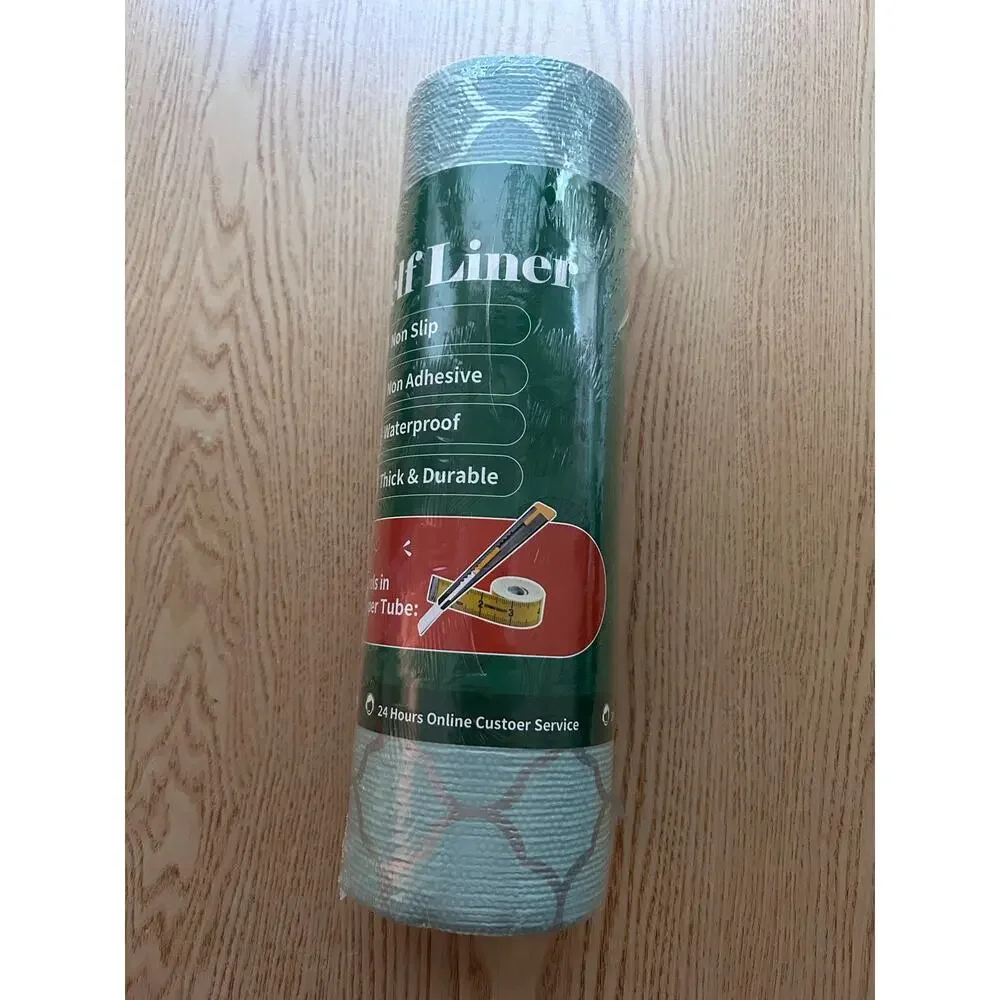 New Lt Green Geometric Shelf Drawer Liner Roll Non-Slip Waterproof Non Adhesive